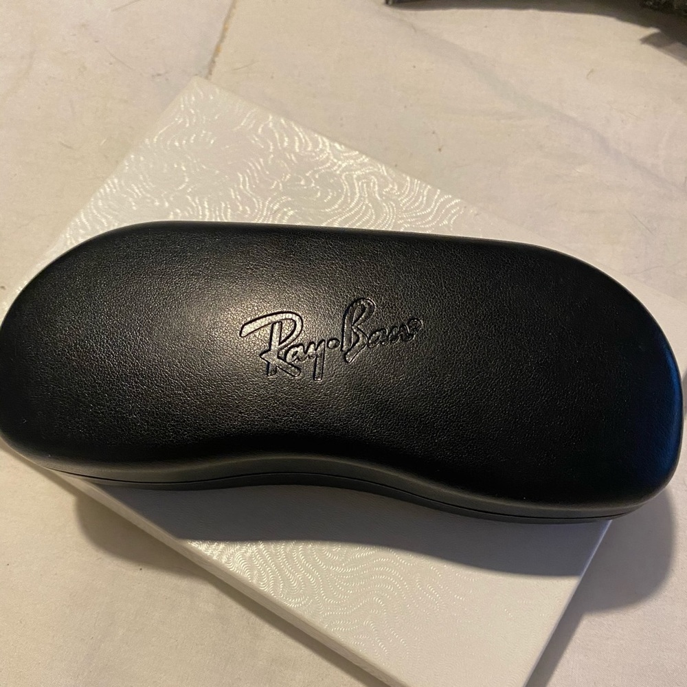 RayBan eyeglasses case with black polisher